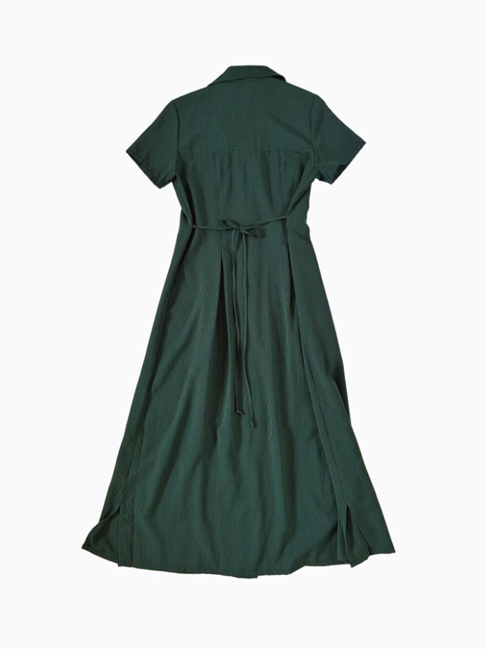 Vtg 90s Vintage Studio Green Plaid Maxi Dress S Button Front Tie Back Whimsigoth - Picture 2 of 7